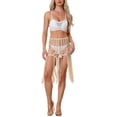 thumbnail image 2 of INSPIRE CHIC Women's Crochet Sexy Summer Beach Swimsuit Tassel Cover-Up Skirt M Beige, 2 of 5