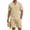 Khaki, variant on Bovxnpu Men 2 Piece Linen Set Beach Outfits Cotton Linen Men Short Sleeve Button Collar Shirt Beach Shorts Set