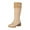 Beige, variant on Winter Snow Boots for Women Zip up Suede Fuzzy Warm Mid Calf Booties Lug Sole Stacked Heel Casual Knee High Boots