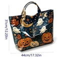 thumbnail image 2 of CHJK Personalized Ghost Print PVC Handbags for Women, Halloween Waterproof Large Capacity Tote Bag for Halloween Party, 2 of 7