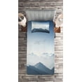 thumbnail image 2 of Ambesonne Nature Quilted Coverlet 2 Pcs, Foggy Morning Mountain, Twin Size, Pale Blue, 2 of 2