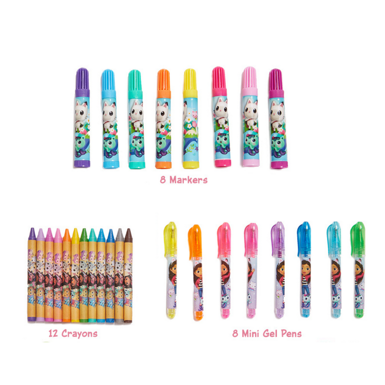 Gabbys Dollhouse Girls Art Kit with Carrying Tin Gel Pens Markers Stickers  200 Pc
