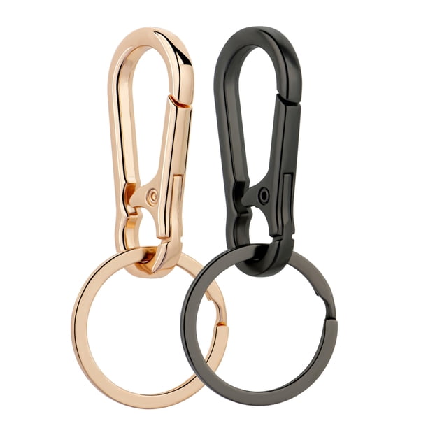 Llavero metálico Wikavanli con clip tipo mosquetón, dorado y negro, pack de 2