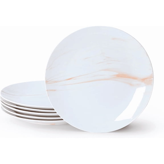 Porcelain Dinner Plates, 10.5 Inch Plates Set of 6, Orange
