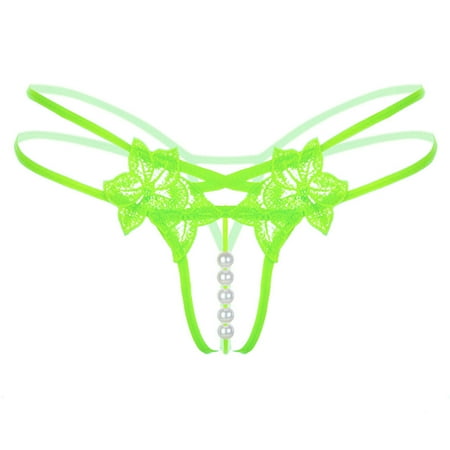 Yuhangmm Sexy Pendant Lady Pearl G String V-String Women Panties Low Waist Underwear Thigh High Stockings for Women Lingerie
