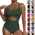 thumbnail image 4 of Traje de baño Tankini de una pieza, novedad del 2024 en bañador liso con cuello Halter de talla grande, traje de baño brasileño con realce para playa, mono de cintura alta, bikini Monokini, 4 of 5
