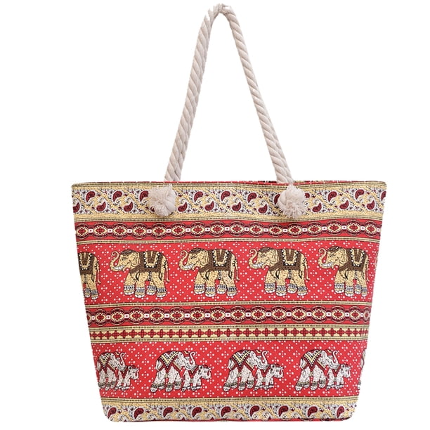 Bolso de playa Bolsos de playa Bolsos de mano para mujer Bolso de mano de lona bohemio a rayas para mujer con cierre de cremallera, utilitario, impermeable, estético Bolsos de playa