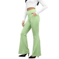 thumbnail image 2 of Domuza Bootcut Wide Leg Yoga Pants for Women Bootleg High Waist Workout Tummy Control Flare Work Pants Green XL, 2 of 6