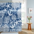 thumbnail image 4 of Navy Blue Coastal Shower Curtains for Bathroom, Nautical Anchor Summer Beach Starfish Waterproof Fabric Shower Curtain, Decorative Bathroom Curtain for Bathtub, 36"x72" , No Hooks Included, 4 of 9