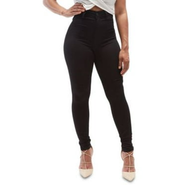 MSRP $34 Dollhouse Juniors Curvy High Rise Skinny Jeggings Black Size 0 (TORN)
