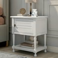 thumbnail image 3 of Sofa Side Table for Living Room, Wood Cover Nightstand with Two Built-in Shelves Cabinet and an Open Storage for Bedroom - Multicolor, 3 of 8