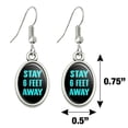 thumbnail image 4 of Stay 6 Feet Away Novelty Dangling Drop Oval Charm Earrings, 4 of 4