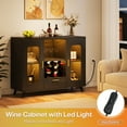 thumbnail image 4 of Condemo Wine Bar Cabinet with LED Light & Power Outlet, Liquor Cabinet with Wine Rack and Glass Holder for Dining Room, Living Room, Kitchen, Black, 4 of 8