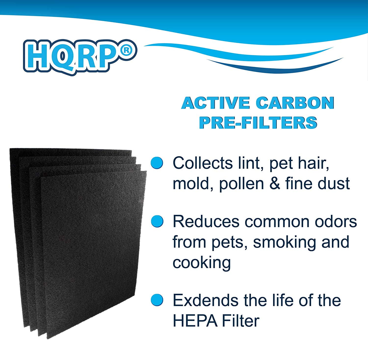 HQRP 3-Pack HEPA Filter and 4-Pack Activated Carbon Filter Compatible with Honeywell HPA300, HA300, HA300BHDB, HPA304, HPA8350, Filter R HRF-R3 Replacement