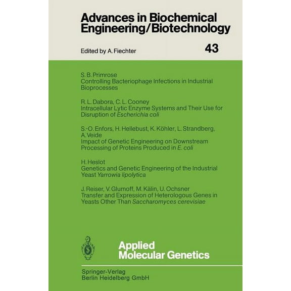 Advances in Biochemical Engineering &amp Applied Molecular Genetics, Book 43, (Paperback)