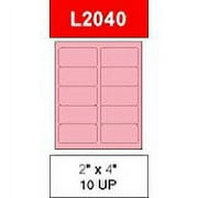 4" x 2" Pastel Pink Labels for Laser Printers, Inkjet Printers or Copier Machines. (GL2040PP)