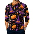 thumbnail image 2 of Domuza Men's Halloween Henley Shirts Horror Novelty Graphics Casual Long Sleeve Button Basic T Shirt Comfy Soft Regular Fit Blouse 3XL, 2 of 4