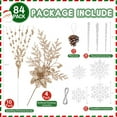 thumbnail image 7 of Ayieyill 84Pcs Christmas Tree Decorations Flowers, Artificial Glitter Berry Stems Christmas Pine Cones, Snowflake Icicle Drop Crystal Ornaments (Champaign Gold), 7 of 7
