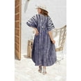 thumbnail image 3 of HAPPY BAY Women's Summer Loose Caftan Long Night Evening Gown Loungewear Dashiki House Dresses for Women 2X-3X Indigo, Floral, 3 of 4