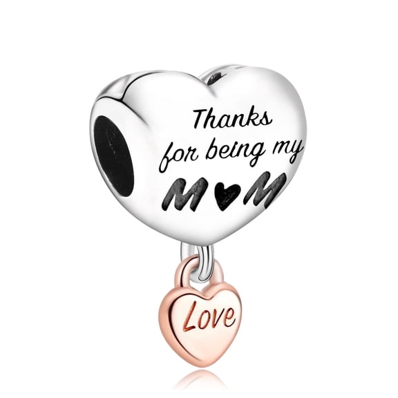ROSIANNA 925 Sterling Silver Charm for Bracelets Thanks for Being My Mom Love Charms Women Bracelet Charm