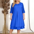 thumbnail image 1 of Uootdi Robes Grande Taille pour Femmes Col Rond Manches 3/4 Robes Brodées Élégantes Robes Midi Formelles Tenue de Fête Cadeau, 1 of 9