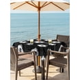 thumbnail image 3 of Outdoor Tablecloth with Umbrella Hole for Patio/Picnic/Party/Camping, Black Footballs Waterproof Table Cloth Square Cover Washable, Balls Sports Games Retro Charcoal Texture (60"x 60"), 3 of 9