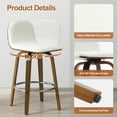 thumbnail image 6 of Swivel Bar Stools Set of 2, 26" Counter Height Upholstered PU Leather Barstools with Low Back Walnut Bentwood Legs, Mid Century Modern Bar Chair Kitchen Island Stool, 6 of 11