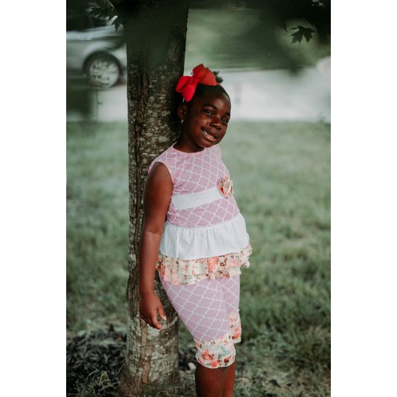 Baby Star Baby Girl Floral Short Sleeve Top and Pants Outfit, 2pc Set