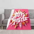 thumbnail image 2 of Durable Soft & Warm Flannel Blanket - Cozy Pink Burst Design with Colorful Accents for Sofa Travel Bed & Chair, 2 of 7