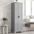 thumbnail image 2 of S-HOME Storage Cabinet with Two Doors in White, Adjustable Shelf MDF Board for Bathroom & Office Organization，Grey, 2 of 12