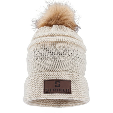 UPC: 0818716026968 | STRIKER ICE Bemidji Fur Pom Ivory Hat (7201700)