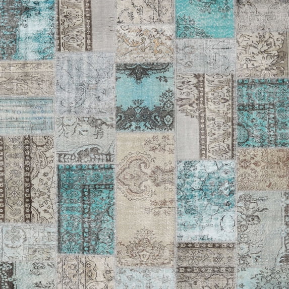 Ahgly Company Machine Washable Indoor Square Contemporary Sage Green Area Rugs, 8' Square