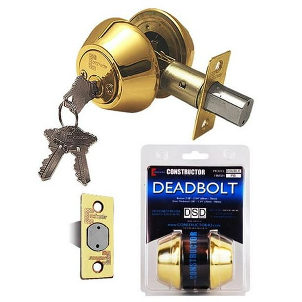 Constructor Deadbolt Door Lock Set with Double Cylinder Polished Brass