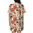thumbnail image 3 of Lsque Roosters And Peonies Flowers Women's Short-Sleeved Pajama Set - 2 Piece Soft and Lightweight Sleepwear Set-Large, 3 of 9