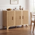 thumbnail image 6 of Furnibear 47" Fluted Buffet Cabinet with Storage Accent Sideboard, Modern Credenza with 3 Doors, Wood Coffee Bar Table Console for Dining Room Kitchen Living Room Entryway, Natural Oak, 6 of 9