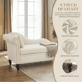 thumbnail image 4 of Modern Velvet Chaise Lounge with Storage, Upholstered Lounge Sofa Chair with Armrest Lumbar Pillow and Nailhead Trim, for Living Room Bedroom Apartment, 4 of 14