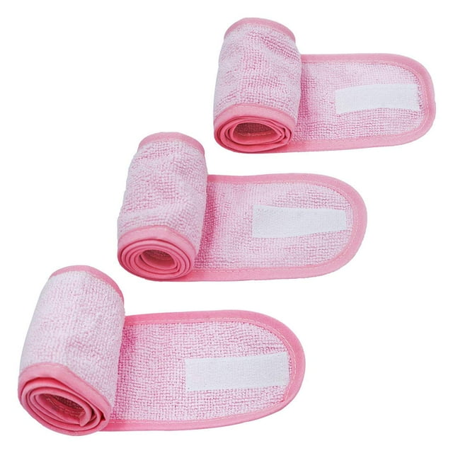 Bleu Bath (Paquete de 3 diademas de maquillaje facial ajustables con cinta mágica, tela de rizo de microfibra de súper absorción, diadema de spa absorbente del sudor, envoltura de lavado facial, diade
