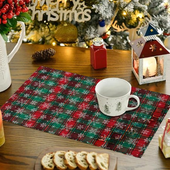 Cagogo under $5 Christmas Placemat, Christmas Placemats, Restaurant Decoration Table Mats, Insulation Placemats, Washable Kitchen Mats, Western Style Placemats, Holiday Table Setting