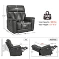 thumbnail image 3 of MCombo 450LB Oversized Dual Motor Power Lift Recliner Chair for Big Tall Elderly, Hidden Cup Holders, Faux Leather, Grey, 3 of 10