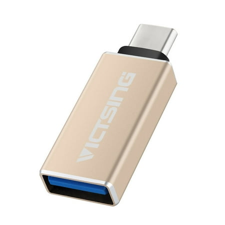 VicTsing Type C Male to USB 3.0 A Female Adapter Reversible Design for Apple New Macbook 12 inch, Google Chromebook and Other Type-C Supported Devices (Gold)