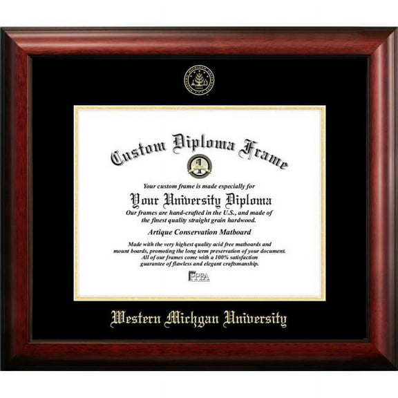 Campus Images MI981GED-1411 11 x 14 in. Western Michigan University Gold Embossed Diploma Satin Mahogany Frame