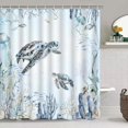 thumbnail image 2 of Coastal Turtle Shower Curtain Fish Coral Starfish Seashell Blue Ocean Beach Shower Curtain for Bathroom Waterproof Polyester Fabric Bathroom Curtain 72 x 72 Inch with 12 Hooks, 2 of 5
