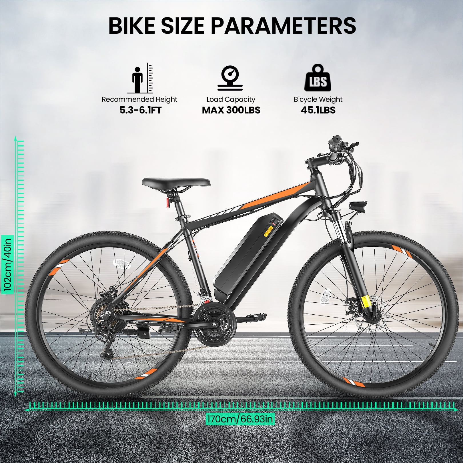 Elifine 26" Electric Bike for Adults 350W Electric Mountain Bike with 36V 10.4Ah Removable Battery, LCD, Lockable Suspension Fork, 5 Riding Modes, 21 Speed Commuter Ebike, UL2849