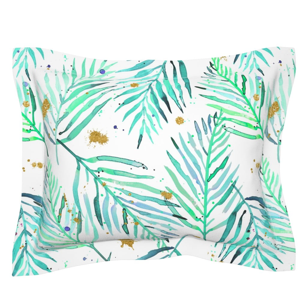 Leopard Blue Green Watercolor Animal Nursery Pillow Sham by Roostery