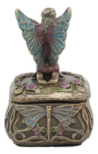 Art Nouveau Kneeling Fairy Jewelry Box with Dragonfly 