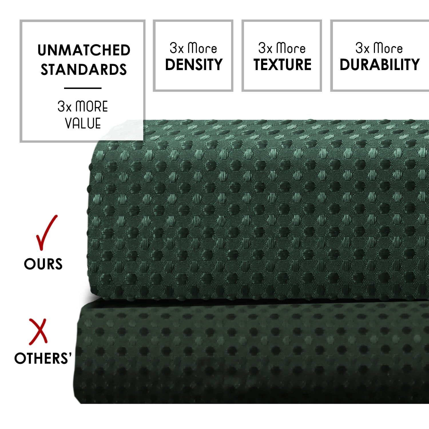 (2 pack) LammaLoe Hunter Green Shower Curtain, Waffle Weave Heavy Duty Fabric Shower Curtain, 72” x 72" Hotel Luxury 256 GSM Bathroom Curtains