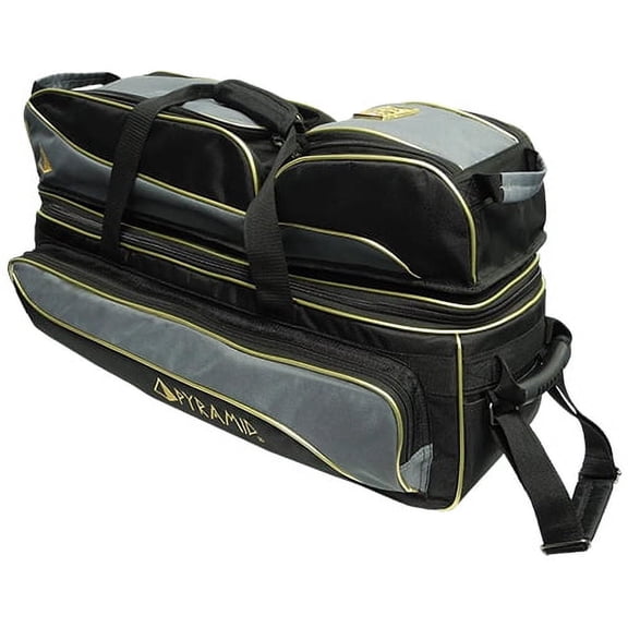 Pyramid 24K Premium Deluxe Triple Tote Roller Plus Black/Gold/Grey Bowling Bag