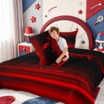 thumbnail image 4 of meiyoeat Red Black Monogram L Queen Comforter Set For Boys,Gradient Initial Print Comforter Sets Queen,Black Reversible,3Pcs,1 Comforter And 2 Pillowcases, 4 of 7
