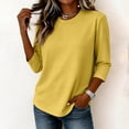 thumbnail image 5 of 3/4 length Sleeve Shirts for Women,Soft Stretchy Wrinkle-Free Tops,Casual Crew Neck T Shirt for Work Daily Fall, L, 5 of 6
