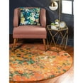 thumbnail image 4 of Unique Loom Ivy Jardin Rug Orange/Hunter Green 6' 1" Round Abstract Contemporary Perfect For Dining Room Entryway Bed Room, 4 of 6